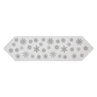 Yuletide Burlap Antique White Snowflake Runner 12x48 - The Fox Decor